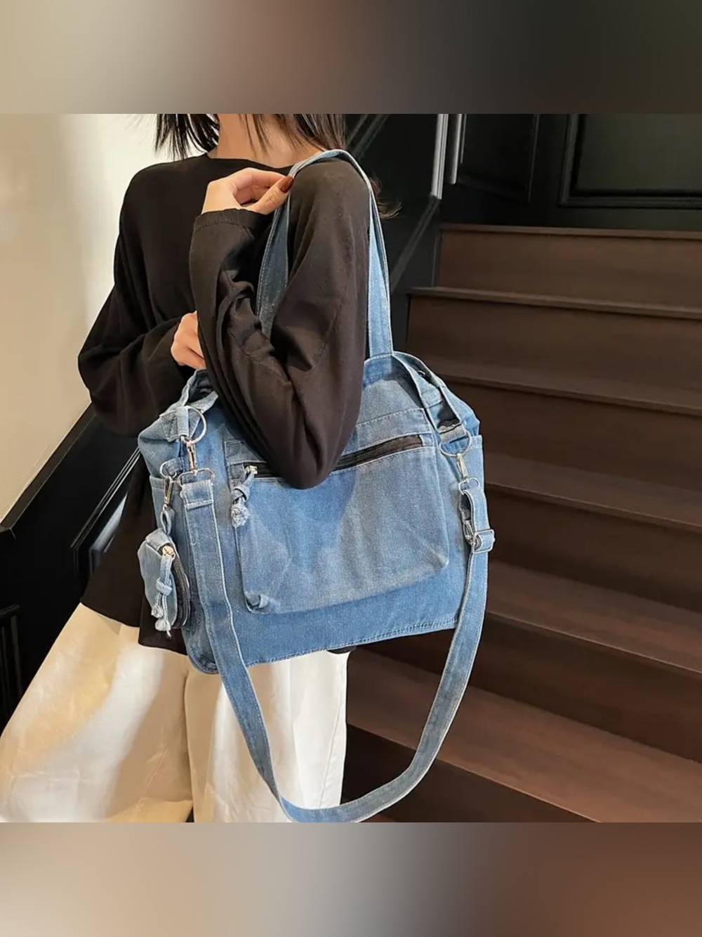 Classic Denim Tote Bag - Blue